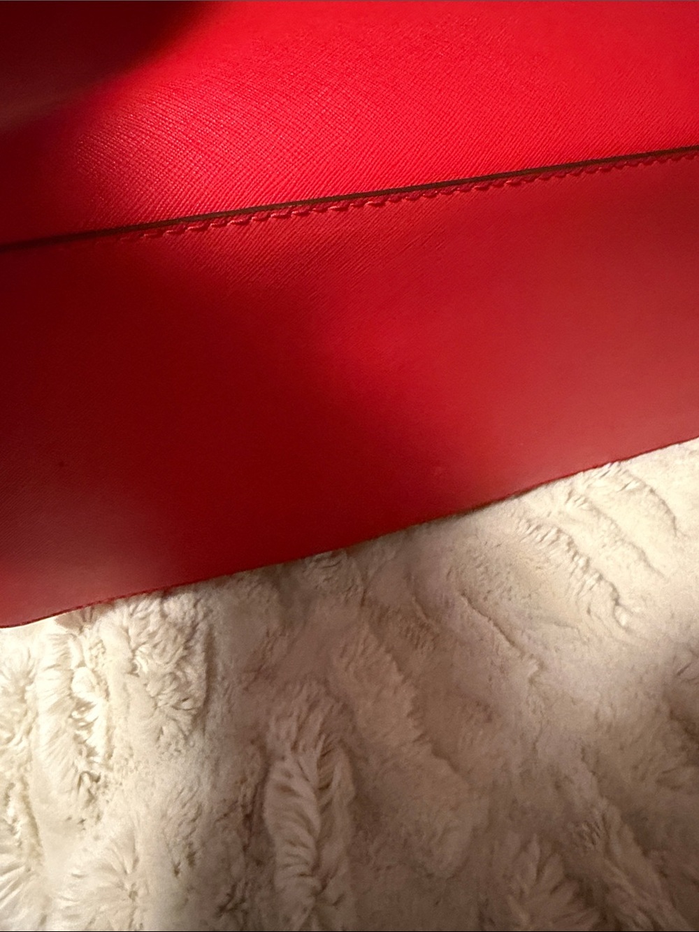 Michael Kors Bright Red Saffiano Leather Tote with Gold Accents - Picture 6 of 10